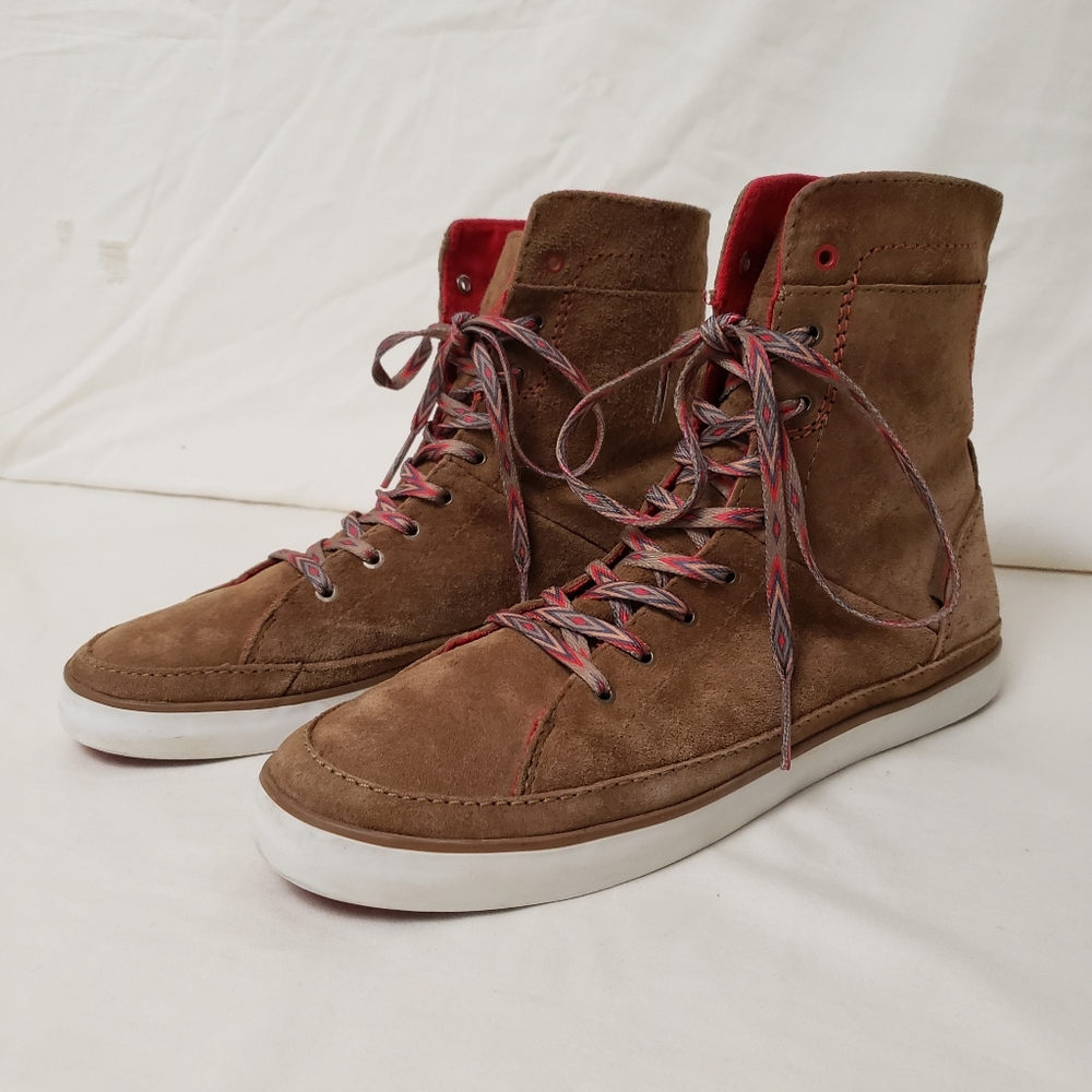 Van's Leather Suede Carmel Tan Ankle Lace Up Women Size 8